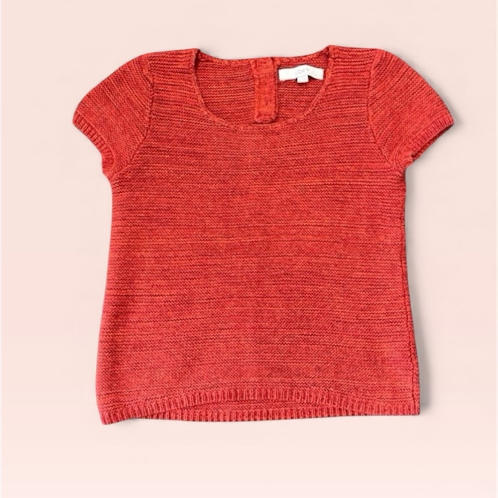 ANN TAYLOR LOFT Red/ Orange Knit Short Sleeve Sweater Women’s Size Small Petite